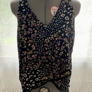 NWT! Rachel Rachel Roy January Black Floral Sleeveless Blouse Size XS